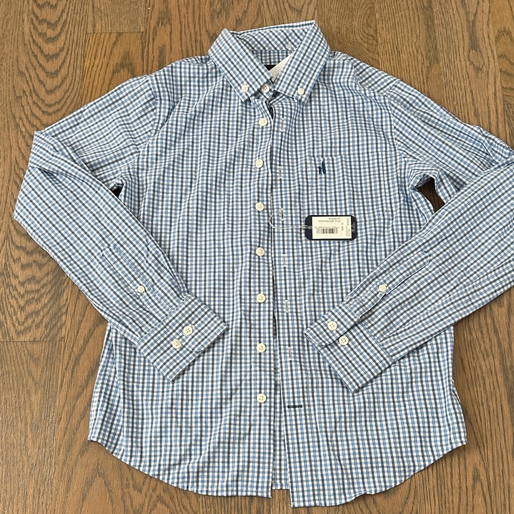 johnnie-O Light Blue Check Button-Down Shirt